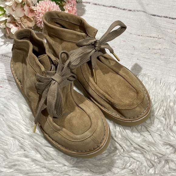 Free People Leather Tan Lace Up Suede Ashton Ankle Boot - Picture 5 of 10